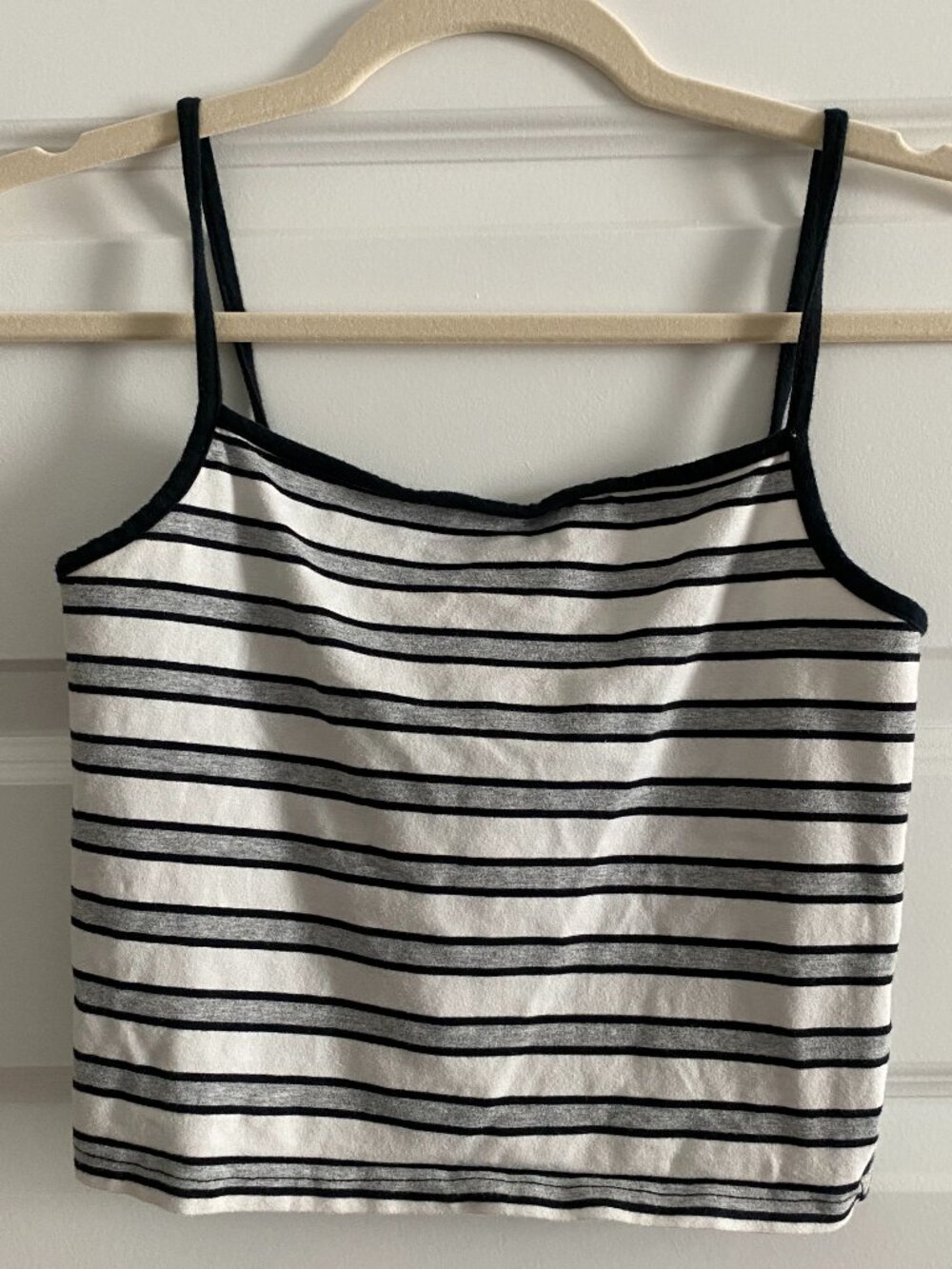Cotton On Gray White Black Striped Ribbed Cropped Tank Top - Size S